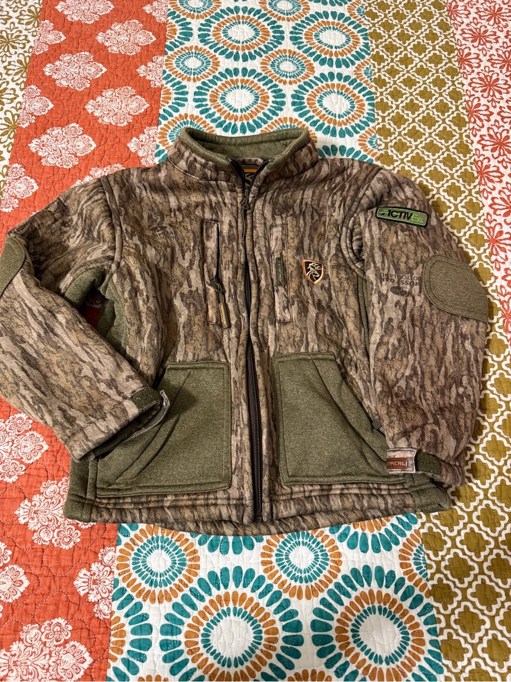 Drake Kids Camo Puffer Jacket in Olive Green and Brown